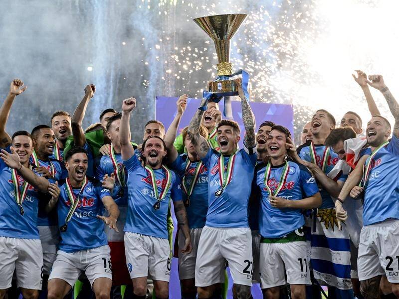 Napoli have ended a 33-year wait, lifting the Serie A trophy at the Diego Maradona Stadium. (AP PHOTO)