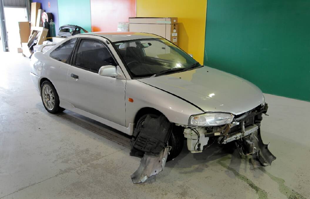 The car Border sex offender Daniel McQuilton allegedly stole in Sydney before he drove to Wodonga and crashed the car in London Road.