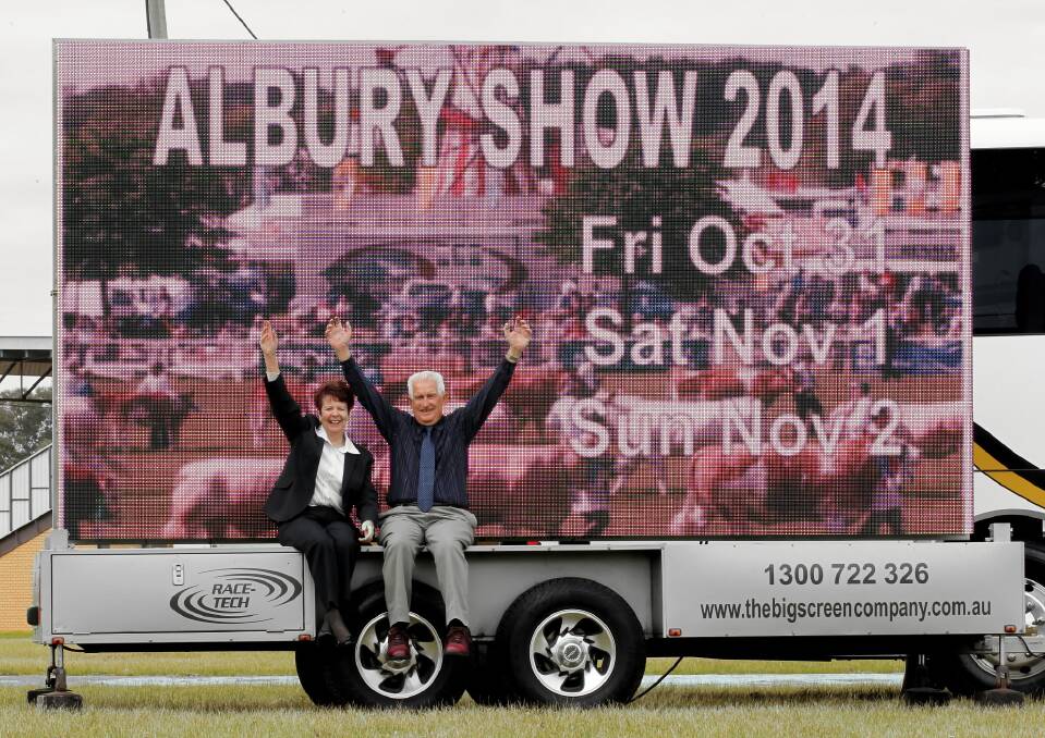Rosalie Martin and Kevin Wild are excited to have a big screen at the Albury Show. Picture: DAVID THORPE