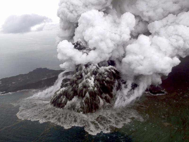 Anak Krakatau erupting in Lampung, Indonesia, after triggering a deadly tsunami.