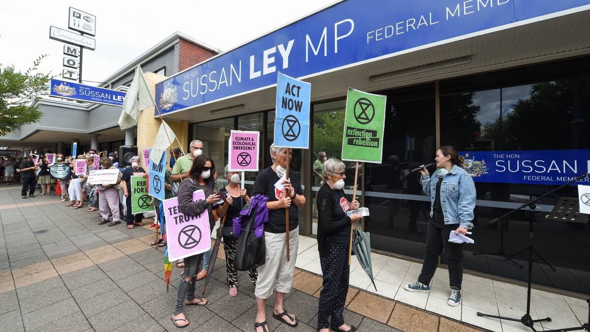 VOCAL: Extinction Rebellion protesters will again gather outside Member for Farrer and Environment Minister Sussan Ley's office on Monday. 
