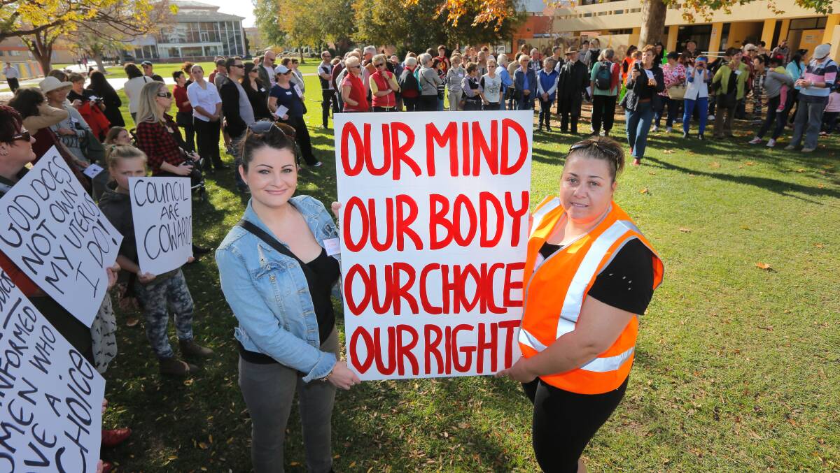Pro choice protests in Albury in 2014. 