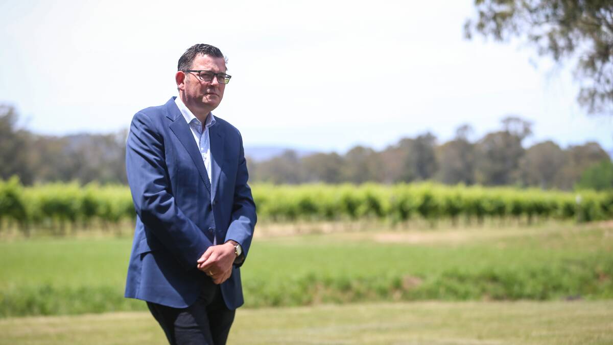 Victorian Premier Daniel Andrews at Dal Zotto Winery during a November visit to the North East. 