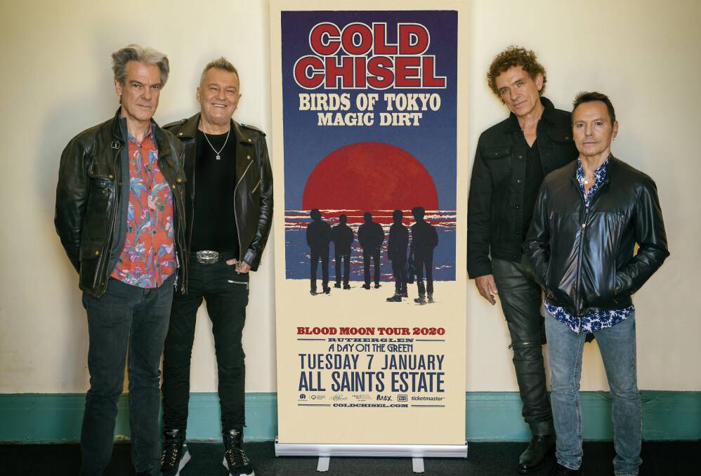 TOGETHER AGAIN: Cold Chisel's Don Walker, Jimmy Barnes, Ian Moss and Phil Small will play at A Day On The Green on January 7.