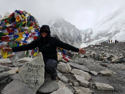 REACHING PEAKS: Despite experiencing pre-diagnosis tremors Di Ross was determined to tackle the hike to Everest Base Camp.
