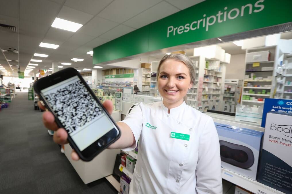 WHOLE NEW WORLD: Terry White pharmacist Leah Davidson with an example of the Qr code 'token' doctors can now give patients instead of a paper prescription. Picture: JAMES WILTSHIRE