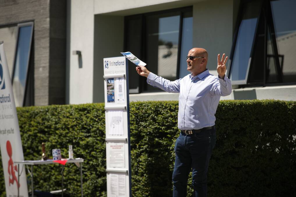 PASSED IN: William Bonnici at the auction of 67 Golflinks Avenue, West Wodonga. Picture: JAMES WILTSHIRE 