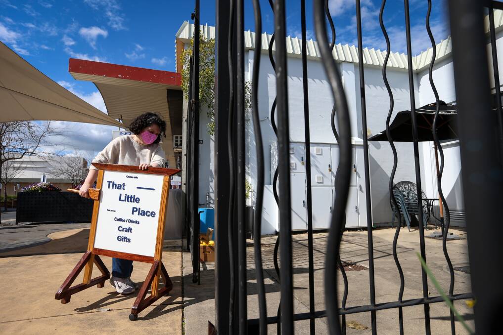 CLOSED: Jedda Hindmarsh, of That Little Place in Wodonga, felt numb when she heard regional Victoria would be re-entering lockdown. Picture: JAMES WILTSHIRE