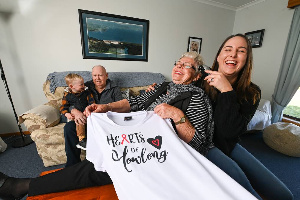 FOR HIM: Marie Orr and granddaughter Krystal Gamble with Mrs Orr's husband Bill Orr and great-grandson Jack Gamble, 2. Picture: MARK JESSER