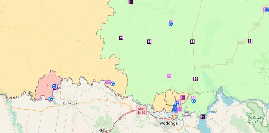 Corowa (red) has been declared a Band 3 high-risk area, with the number of pokies to be capped at the current 272. While Albury and other yellow areas were place in Band 2, mid risk, and green areas, low risk.