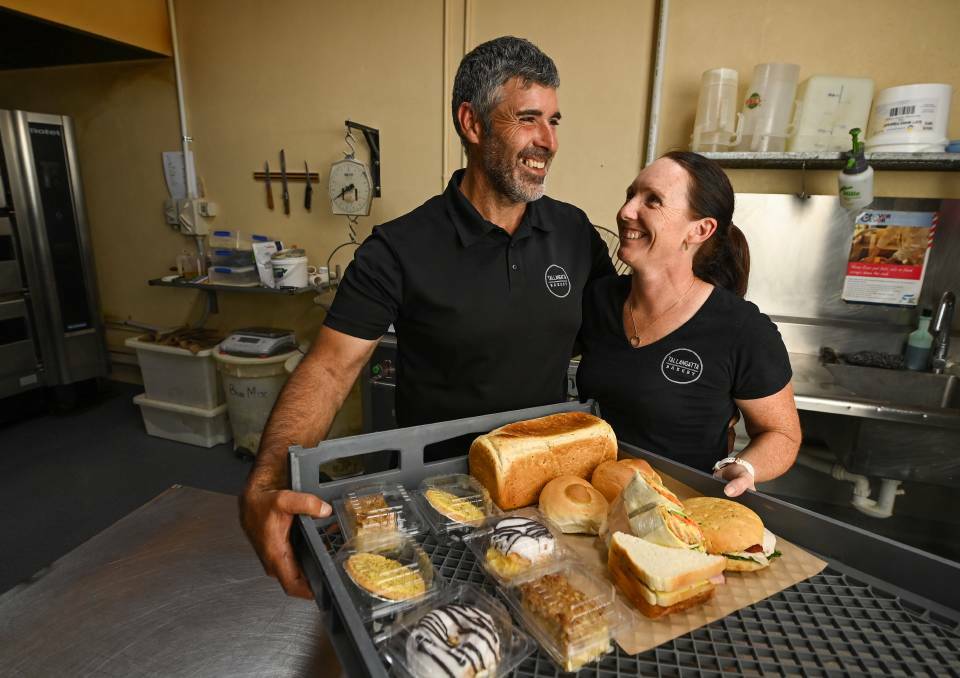  LIFE GOES ON: Tallangatta Bakery owners Brad and Mandy Crispin in their kitchen that helped feed many during the bushfires. Pictures: MARK JESSER