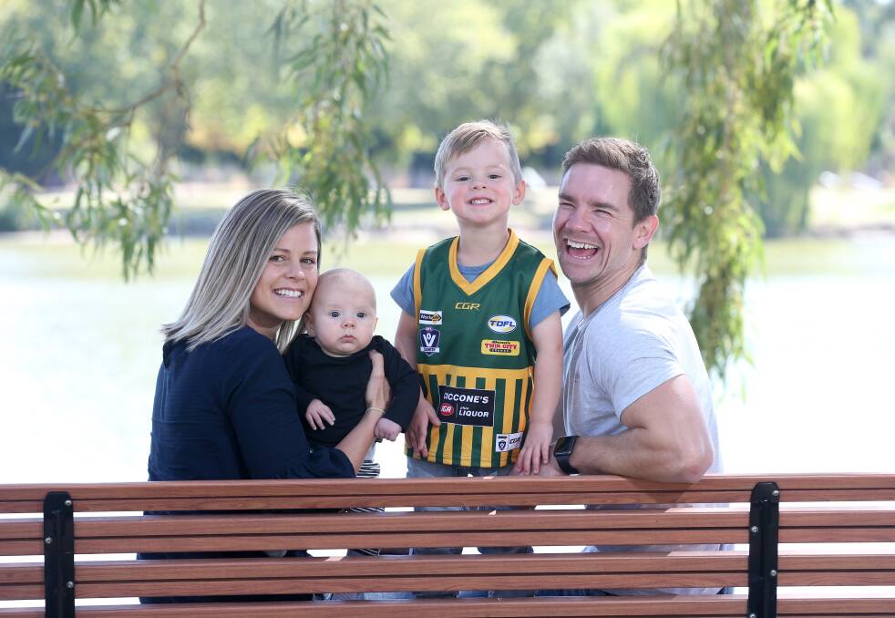 HAPPY DAYS: Joel and Erika O'Connell take some time out with children Jordy and Darcy at Wodonga's Sumsion Gardens. Pictures: KYLIE ESLER