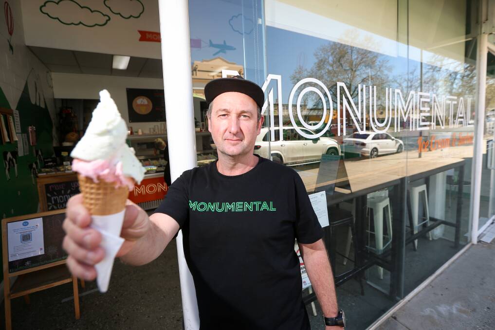HOPE: Monumental Ice Cream owner Matthew Vogel said the lifting of lockdown and Saturday's weather created the 'perfect storm' for the store. Picture: JAMES WILTSHIRE
