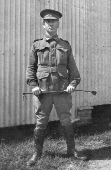 Staff Sergeant Percy George Edwards, 18891918, with riding crop. Courtesy of Frank Matthews.
