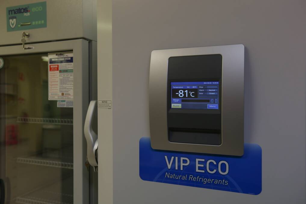 STEP FORWARD: Albury Wodonga Health's new specialised ultra-low temperature vaccine freezer has been installed. Picture: TARA TREWHELLA 