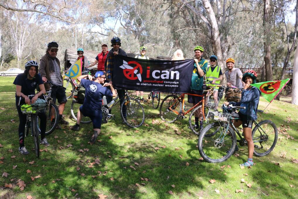 SAFER WORLD: ICAN riders are spreading the message that by putting pressure on the government we can get rid of nuclear weapons. Picture: SUPPLIED