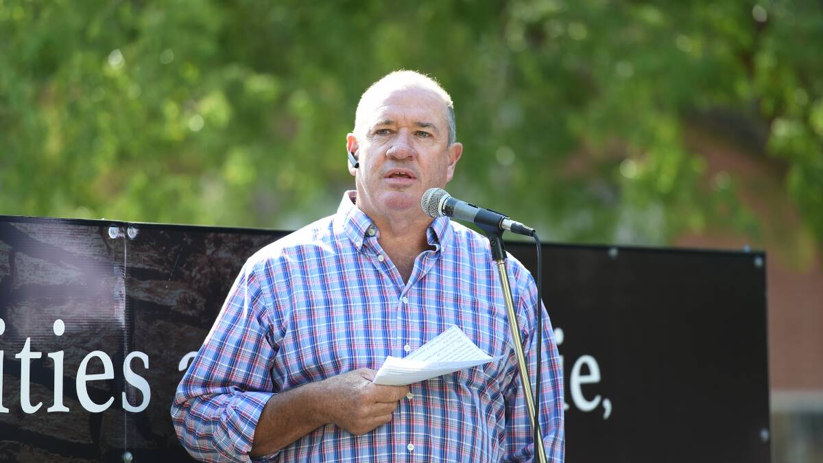 Chris Brooks at a Can the Plan rally in Albury. 