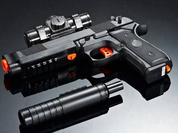 A realistic replica firearm gel blaster similar to what was brought into the school. 