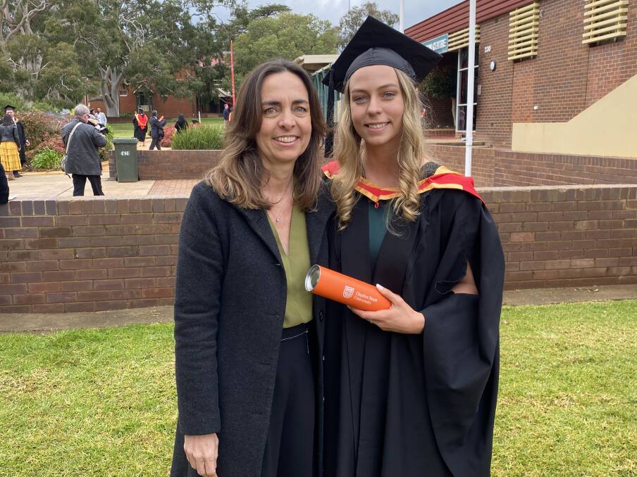SUPPORT: Michelle Weekes and Lucy Weekes who graduated with a Bachelor of Podiatric Medicine after studying at Charles Sturt University in Albury.