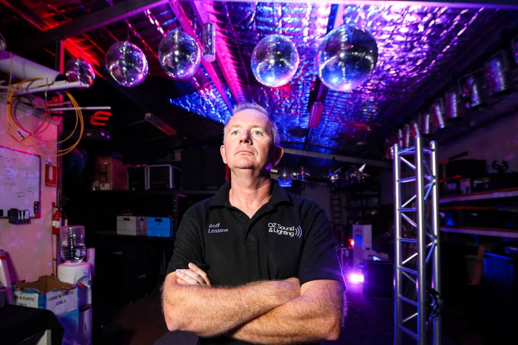 LOOKING UP: Rolf Lossow of OzSound and Lighting and PartyOz Entertainment saw close to 100 per cent of his bookings cancelled this week. Picture:JAMES WILTSHIRE