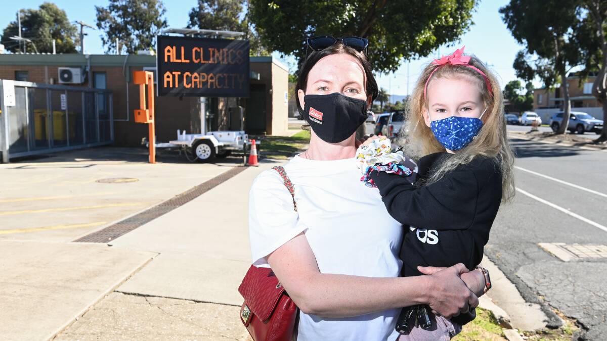 FRUSTRATING: Angela Westneat and her daughter Ally, 5, were turned away from Wodonga testing clinics. Picture: MARK JESSER 