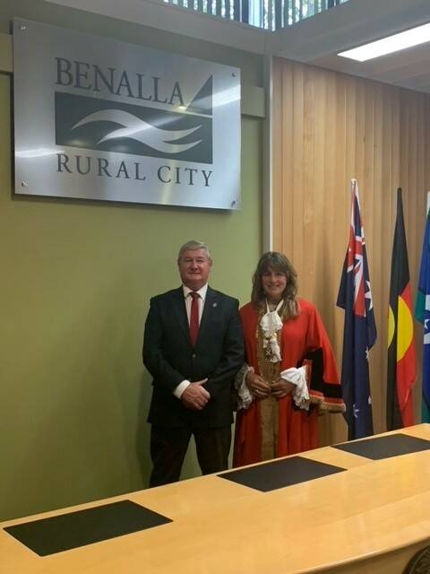 Benalla councillor Bernie Hearn was named mayor at Wednesday's council meeting, with councillor Don Firth elected deputy mayor.