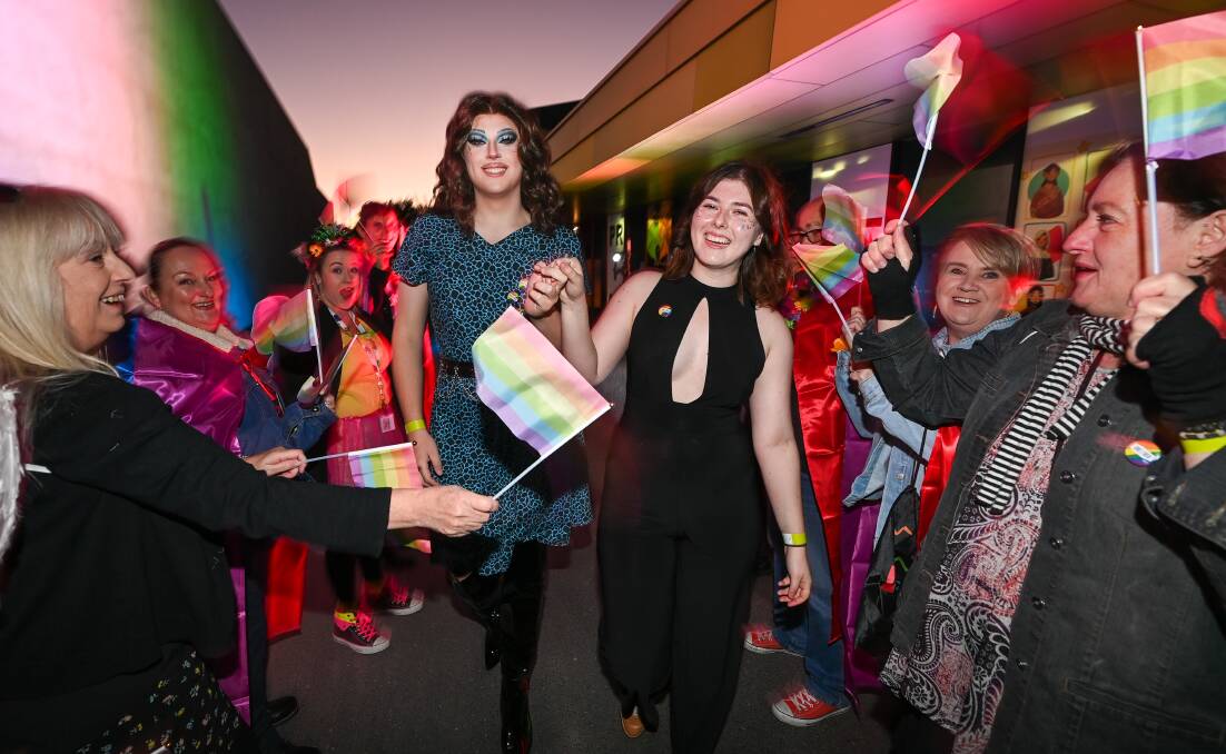 CELEBRATE: North East Pride Collective's Vikotira Valentine and Archer Irving are welcomed to the event. Picture: MARK JESSER 