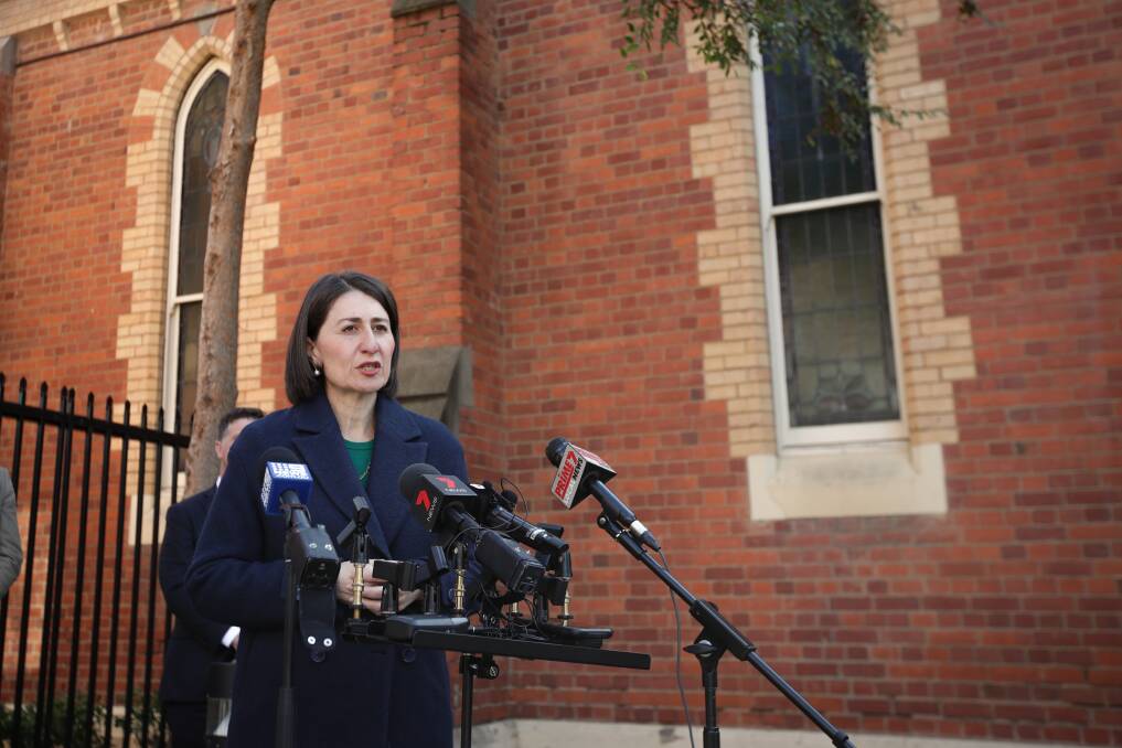 POLITICAL GAME: Premier Gladys Berejiklian during her visit too Albury on Tuesday to discuss new border permits. Picture: JAMES WILTSHIRE 