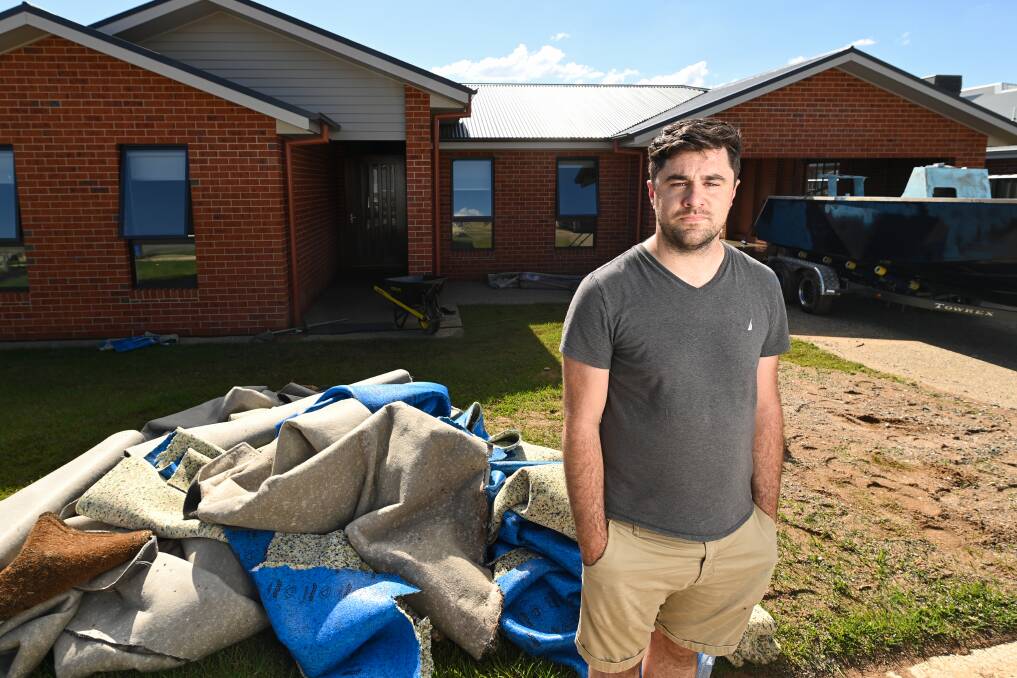 DEVESTATED: Much of Nick Tipping's Thurgoona home was destroyed by flooding caused by Friday night's storm. Picture: MARK JESSER 