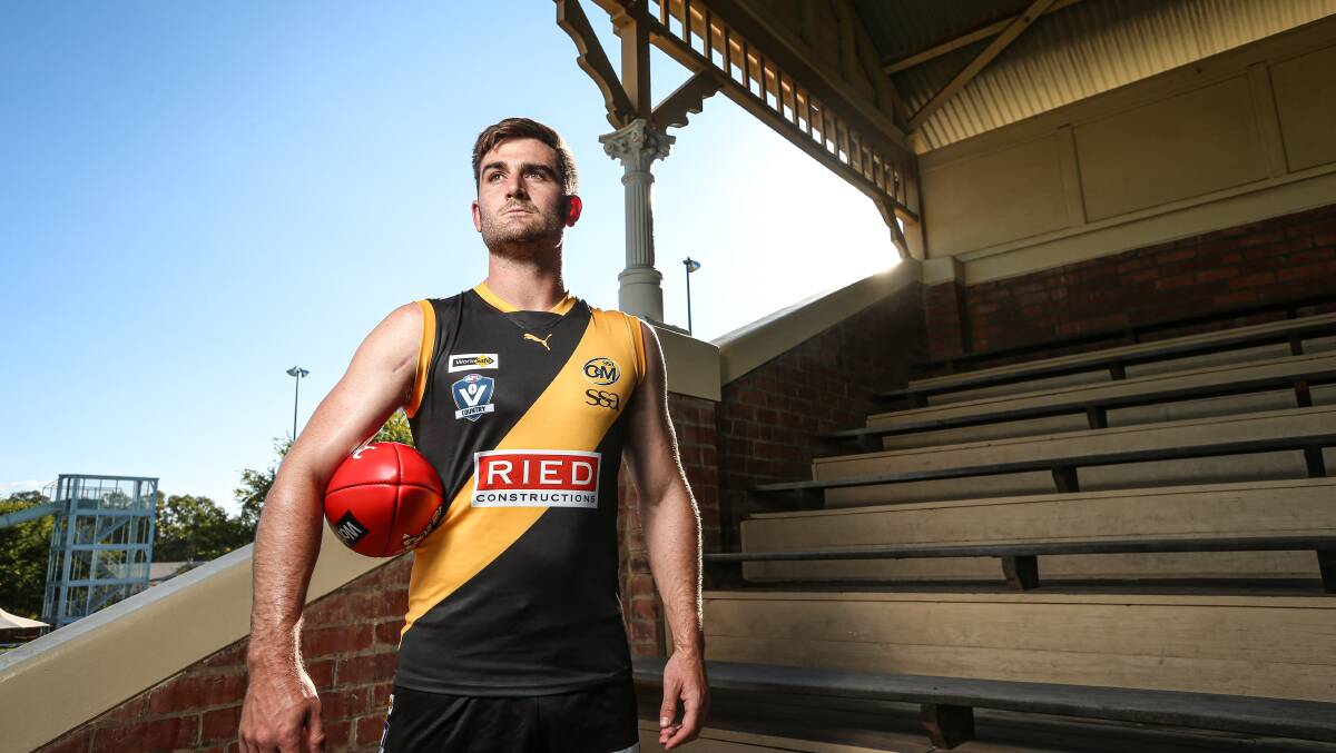 BACK ON THE BORDER: Albury co-coach Anthony Miles will line up for his first Ovens and Murray match since 2010 when the Tigers take on Yarrawonga on Saturday. Picture: JAMES WILTSHIRE
