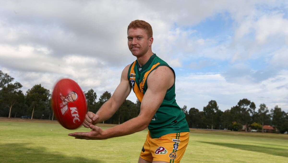 ACTION JACKSON: Jackson Weidemann is a lot fitter this season than previous years and it set to play a key role for the Hoppers in defence after previously playing for Turvey Park in the Riverina league. Picture: TARA TREWHELLA
