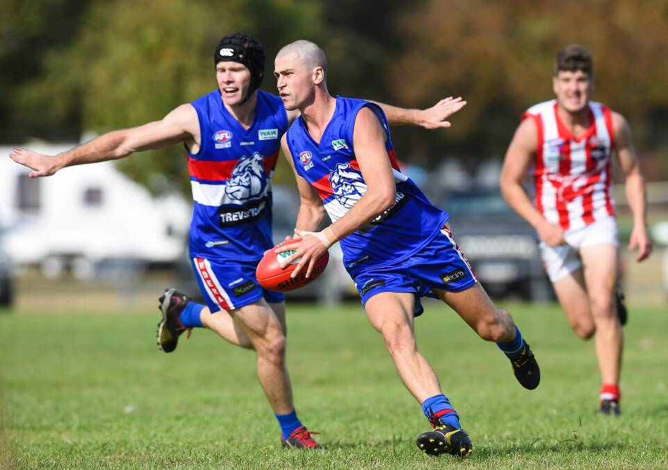 Jindera's Ryan Speed during a 2018 match against Henty. He will be vital in 2019.