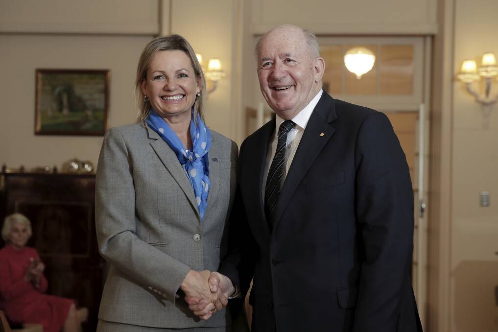 Minister for the Environment Sussan Ley with Governor-General Sir Peter Cosgrove. Photo: Alex Ellinghausen