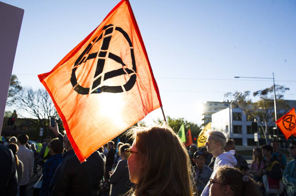 Canberra's Extinction Rebellion protest 18th of October 2019. Picture: Dion Georgopoulos