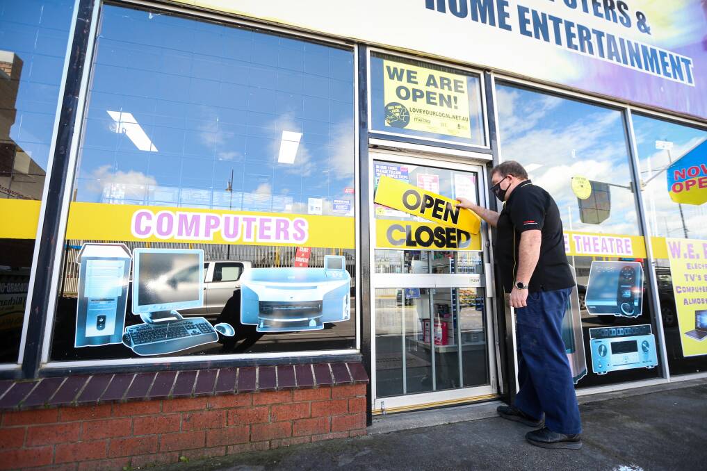 CONCERNED: Greg Haysom, of Exact Computers and Home Entertainment, is very worried about the toll the latest lockdown will have on Wodonga businesses and the mental health of business owners. Picture: JAMES WILTSHIRE 