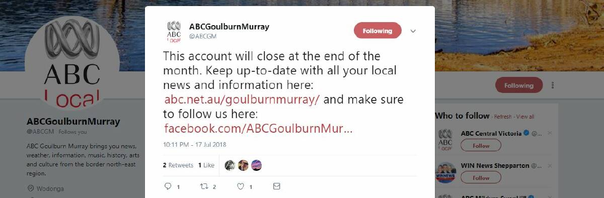 Metro saved from ABC’s Twit move but regional account wiped