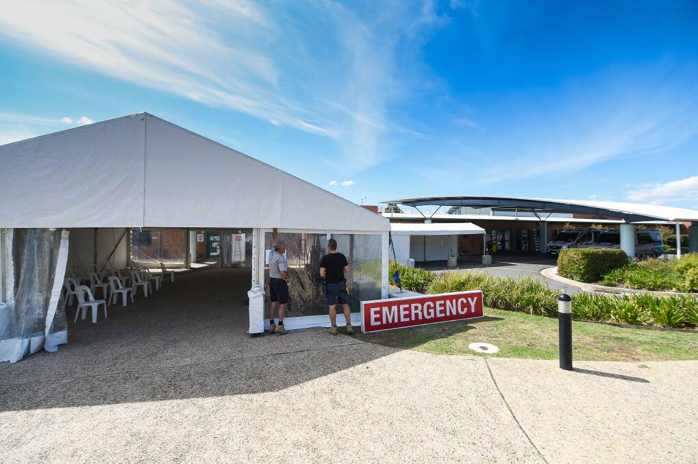 EXTRA CARE: The fever clinic set up to help triage patients. Patients are assessed for COVID symptoms and then funnelled into hot or cold zones in the emergency department. Picture: MARK JESSER