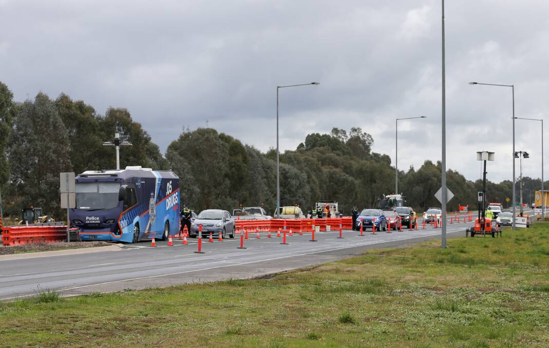 BANDIANA: Roving police checkpoints will continue along the border, with Victoria Police happy with how the 'soft' technology-driven border approach is working. Picture: TARA TREWHELLA 