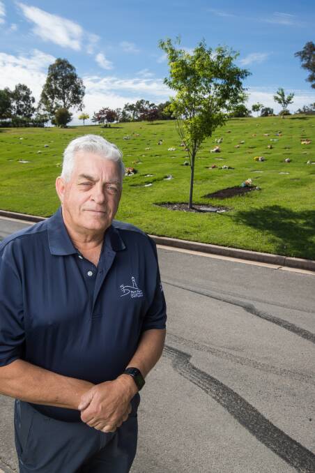 HISTORY REPEATS: Albury councillor Henk van de Ven at the Glenmorus Memorial Gardens cemetery in December, calling for deterrents after the second lot of burnouts. 