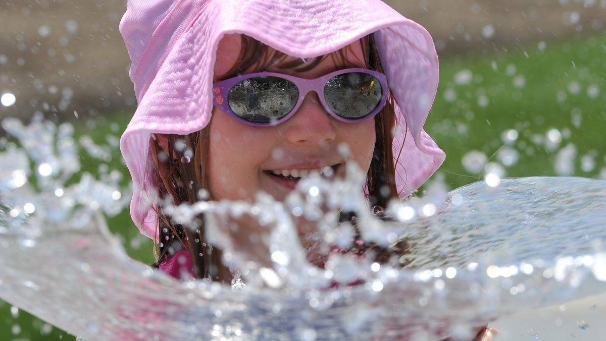 Emma Allen, 6, has fun in the sun at a new Water Park in Ballarat. Photo: LACHLAN BENCE