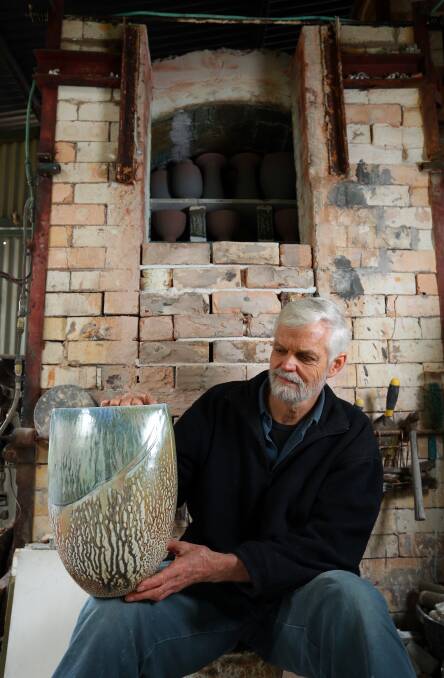 John Dermer in his Kirbys Flat Pottery near Yackandandah. Picture: MATTHEW SMITHWICK