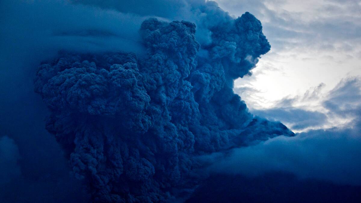 Mount Sinabung spews pyroclastic smoke on January 3, 2014 in Karo District, North Sumatra, Indonesia. Picture: Getty