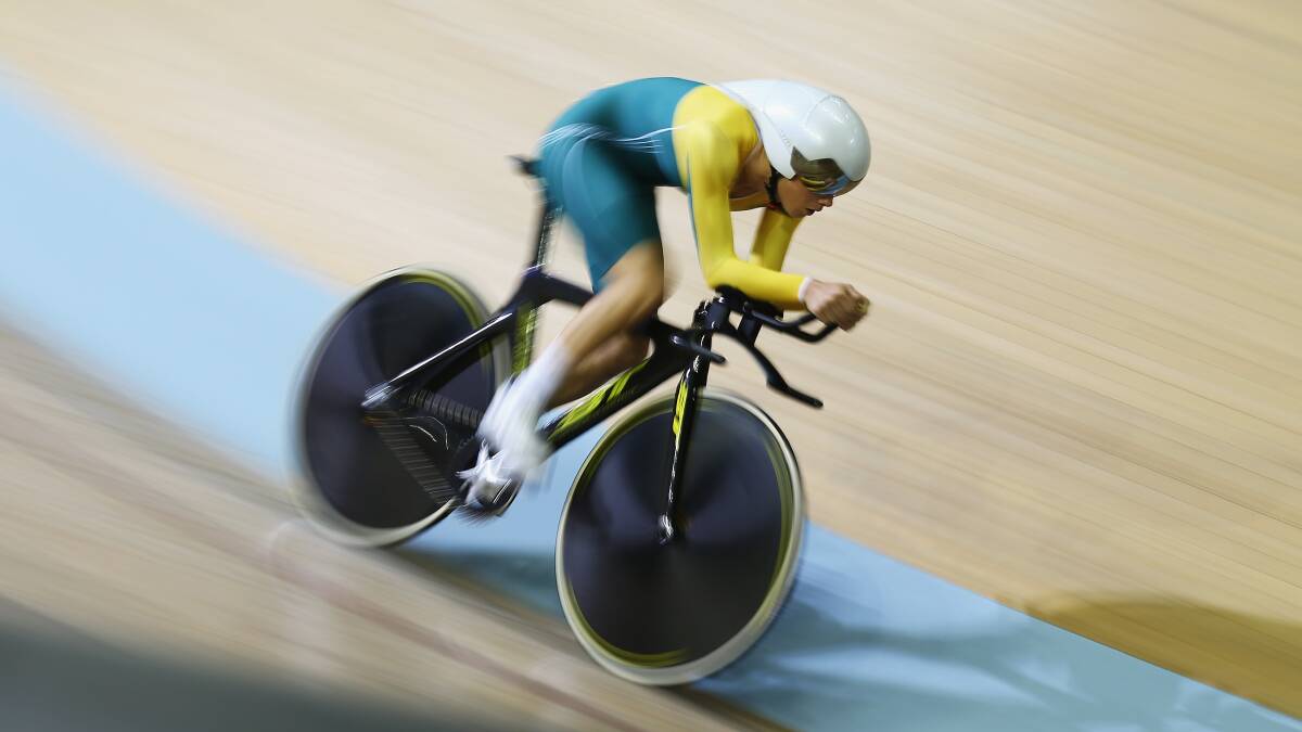 Amy Cure races in qualifying of the 3000-metre individual pursuit on her way to winning the bronze medal at the Commonwealth Games in Glasgow. Picture: Getty Images.