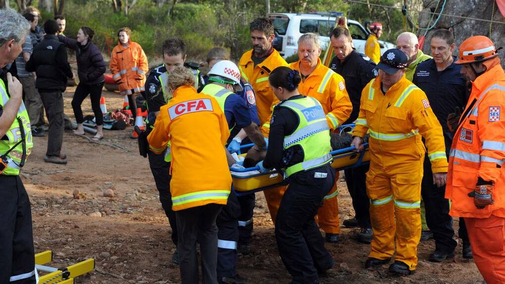 MOUNT ARAPILES: A man was freed after being stuck between two boulders at Mt Arapiles for almost 10 hours. Photo: PAUL CARRACHER, The Courier.