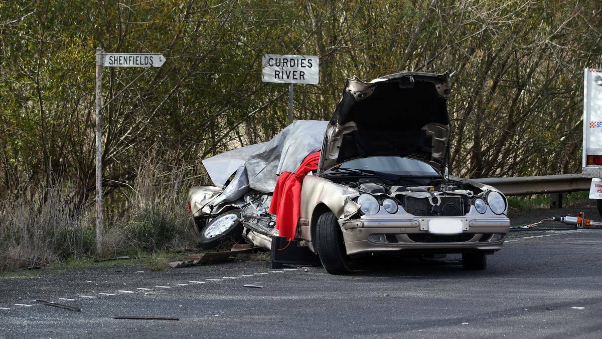 BULLAHARE: A MAN was killed after the car he was driving and a truck collided at Bullaharre, five kilometres east of Cobden. Photo: Warrnambool Stadard.