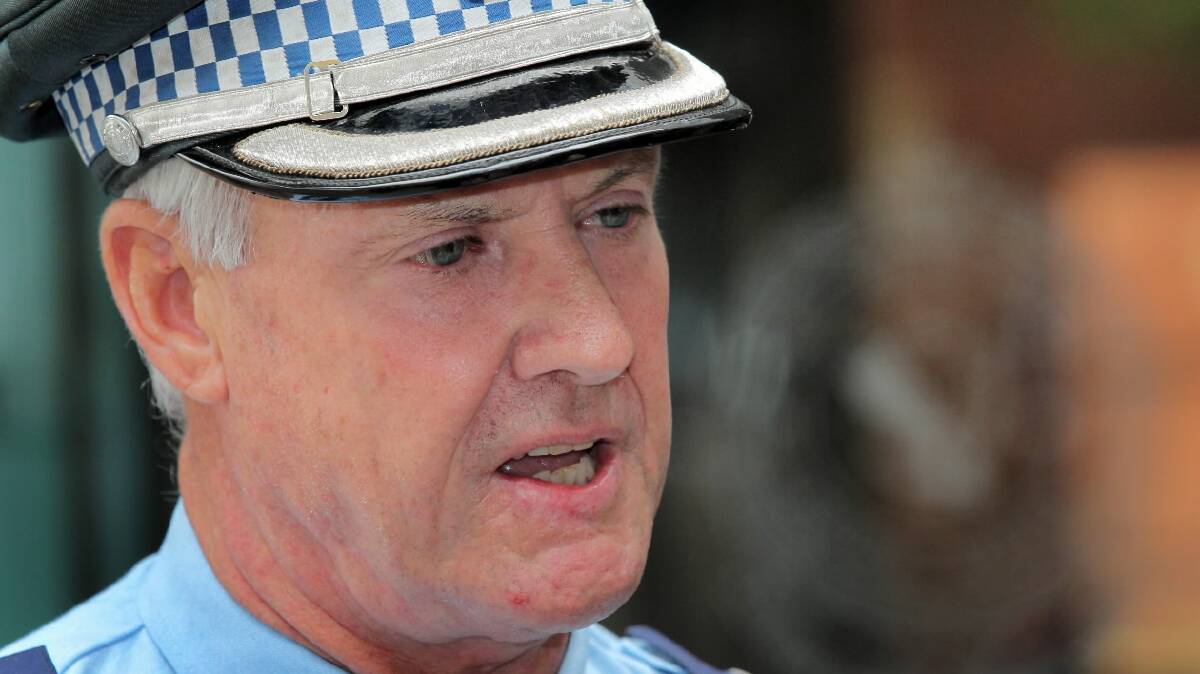 Detective Inspector Brad Blanchard, of Albury police, speaks about the death of a man at Holbrook. Picture: DAVID THORPE