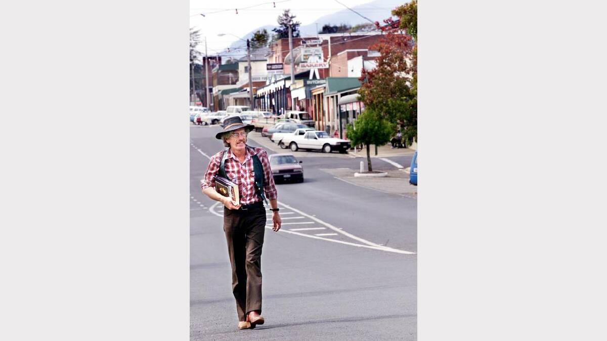 Poet Lawrie Sheridan in Corryong as part of the Man From Snowy River festival poetry competition.