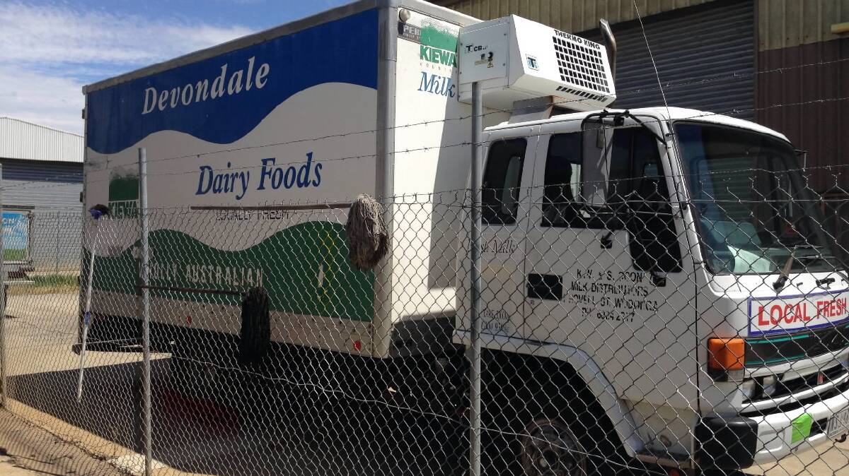The dairy truck involved in the collision. Picture: CHLOE BOOKER
