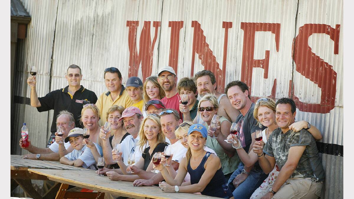 Tastes of Rutherglen. Stanton and Killeen winery. A group of locals and mostly Melbourne people gathered for a pic. 