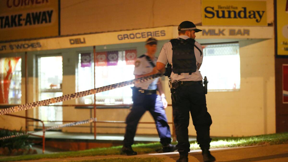 Police set up a crime scene outside the Padman’s Corner Takeaway after an armed hold up on April 22.